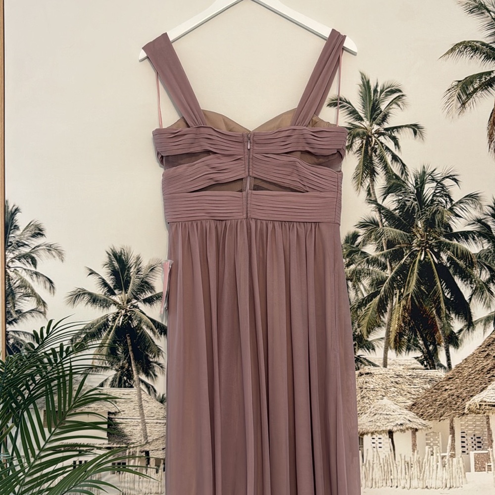 Birdy Grey Elsye Dress Mesh Mauve Bridesmaids Floor Length Gown Mesh Cutout - Picture 5 of 10